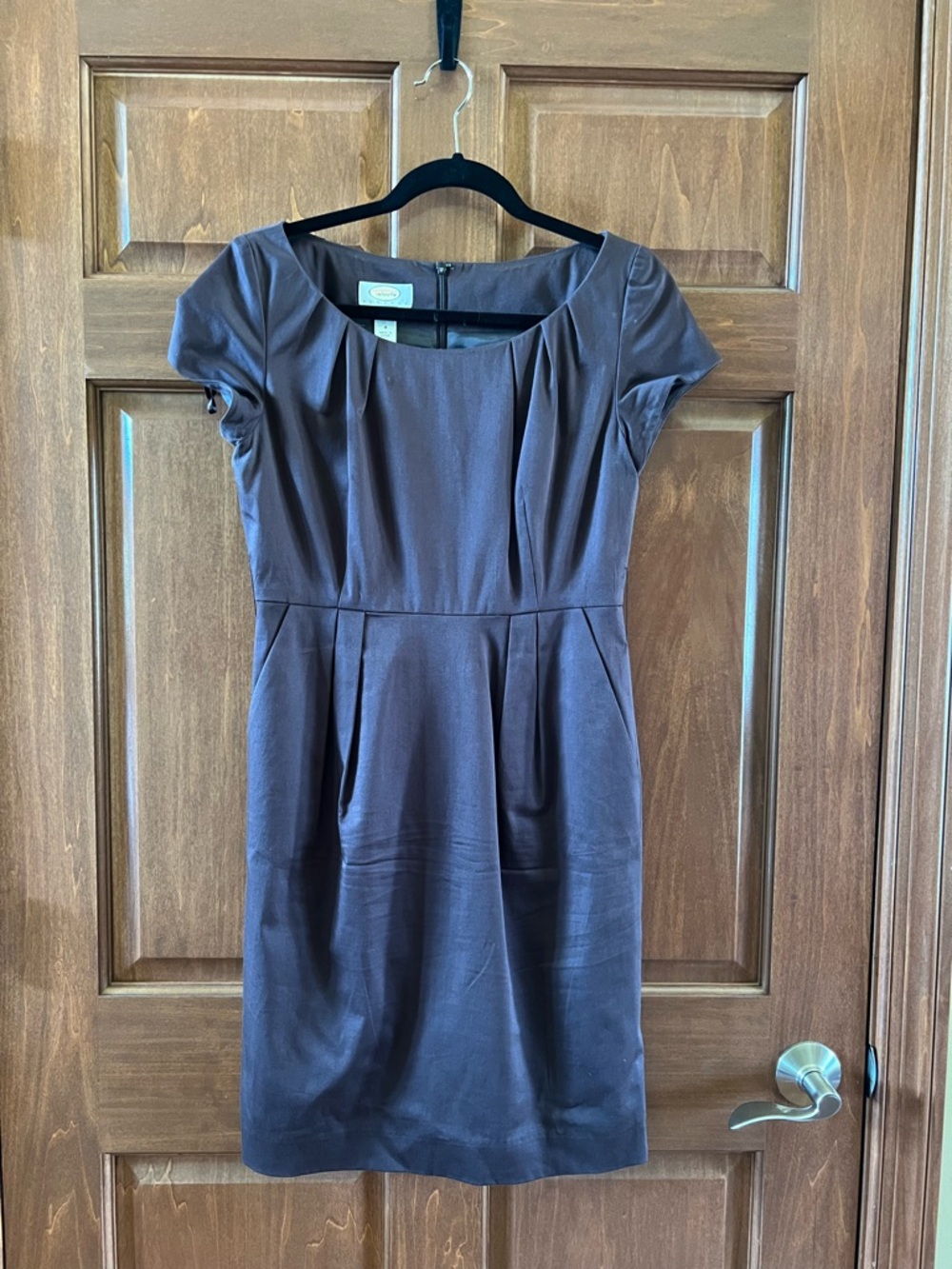 Talbots Dress Vintage Sheath Midi with Cap Sleeves Brown Size 4P
